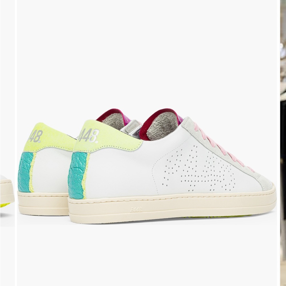 P448 John Sneakers in White, Pink, and Green sz 39 - Picture 7 of 12